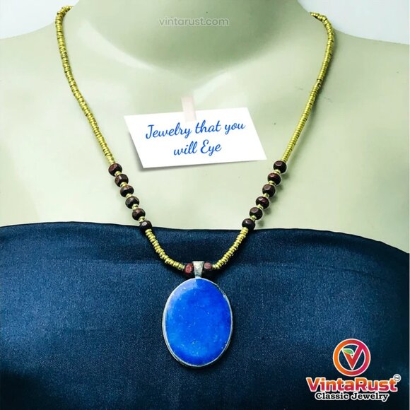 Beaded Necklace, Statement Necklaces With Pendant Stone, Western Beaded Necklace - Picture 3 of 7